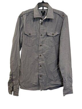 H&M Mens Gray Long Sleeve Button-Up Shirt